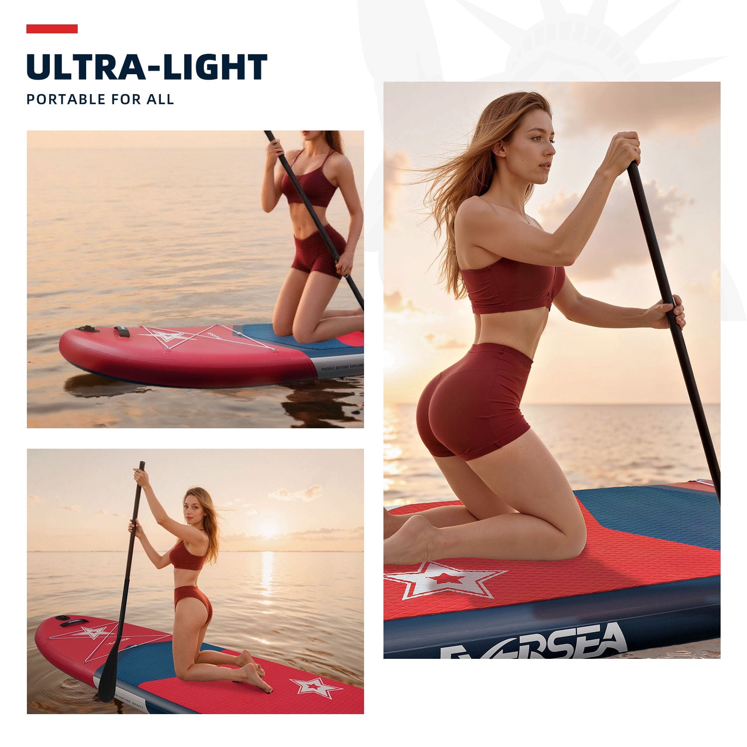 MSEASFREE Inflatable Stand Up Paddle Board 11 FT Fishing Paddle board with Full SUP Accessories for All Skill Levels