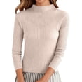 thumbnail image 1 of Fiaer Chandail à Col Roulé pour Femmes Automne Grande Taille Manches Longues Ajusté Chaud Uni Confort Tricoté Beige TG, 1 of 7