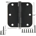 thumbnail image 5 of 48 Pack Rounded Matte Black Door Hinges 3.5" x 3.5 Inch 5/8" Radius Interior 3 1/2 Inch TDCHINGES, 5 of 6