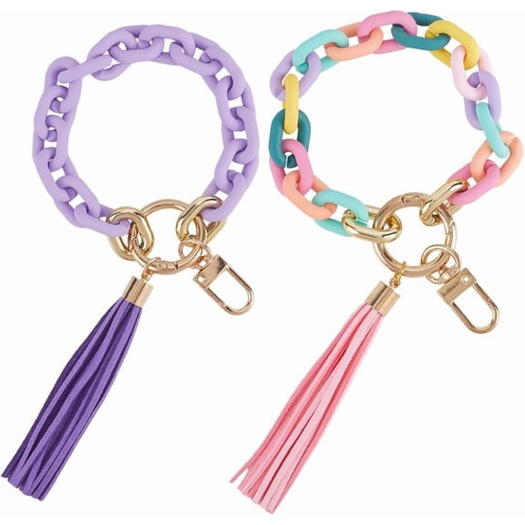 2 Pack Chain Link Wristlet Keychain Stretchy Key Chain Key Chains Women Cute Bracelet diy Mixed Color