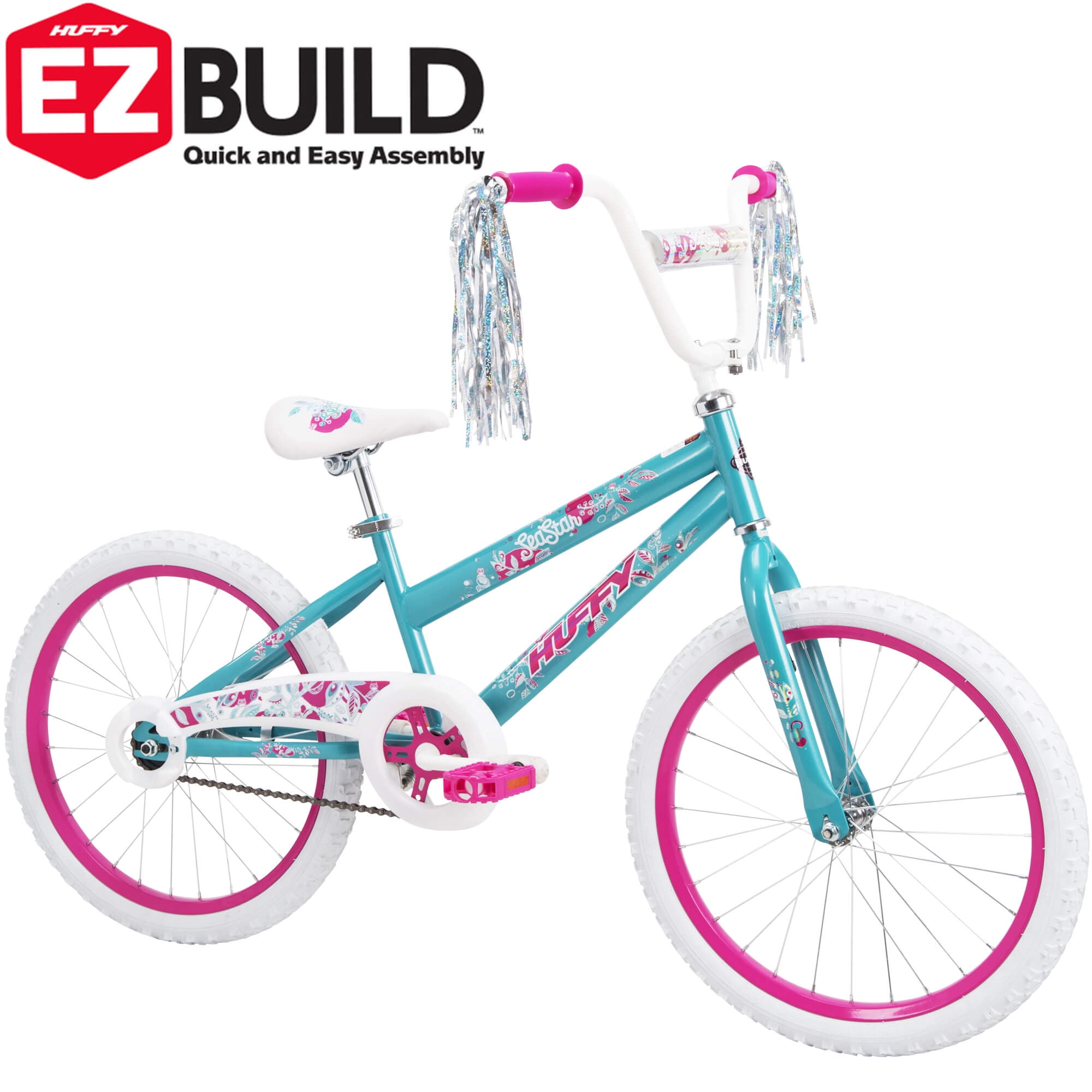 Huffy Girls Bike SeaStar 18inch Purple Adjustable single-speed Safe Bike Steamer 