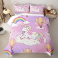 thumbnail image 2 of Metsweet Cartoon Unicorn Twin Quilt Set, Kawaii Rainbow Stars Print Twin Coverlet Set, 2 of 7