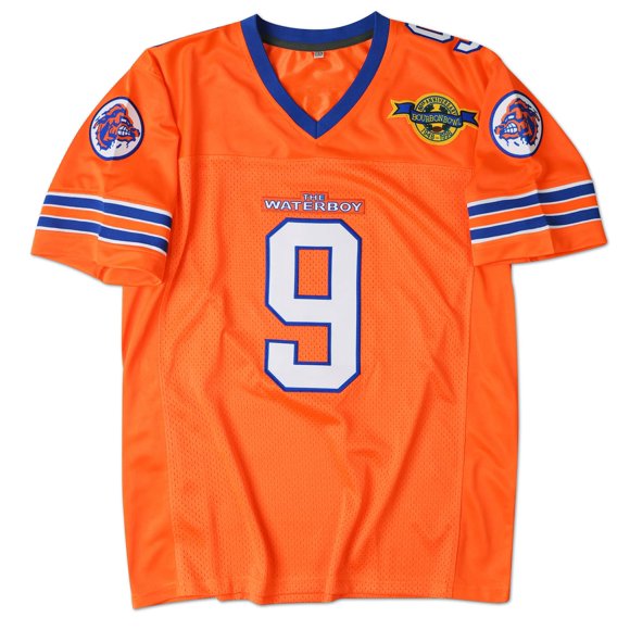 Camiseta de fútbol de los años 90 para fiesta Bobby Boucher #9 The Waterboy Sandler 50 aniversario película camiseta de fútbol (naranja XL)