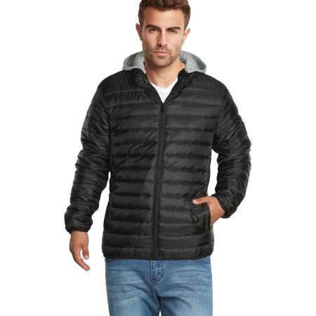 Puppy Sleeve - 9 Crowns Men's Lightweight Puffer Puffy Jacket (Black/Grey, XX-Large)