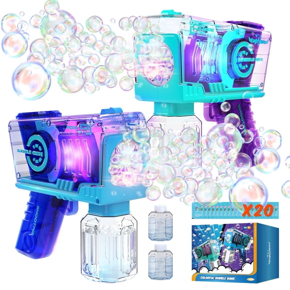 Máquina de burbujas Eaglestone Bubble Gun, 2 paquetes con luces LED