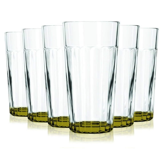 TableTop King 16 oz Jumbo Cooler Glasses, Libbey Bottom Accent, Amber - Set of 6