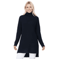 thumbnail image 6 of Yemak Women's Chunky Loose Oversized Turtleneck Knit Tunic Long Sweater Top MK3660-BLACK-M, 6 of 6