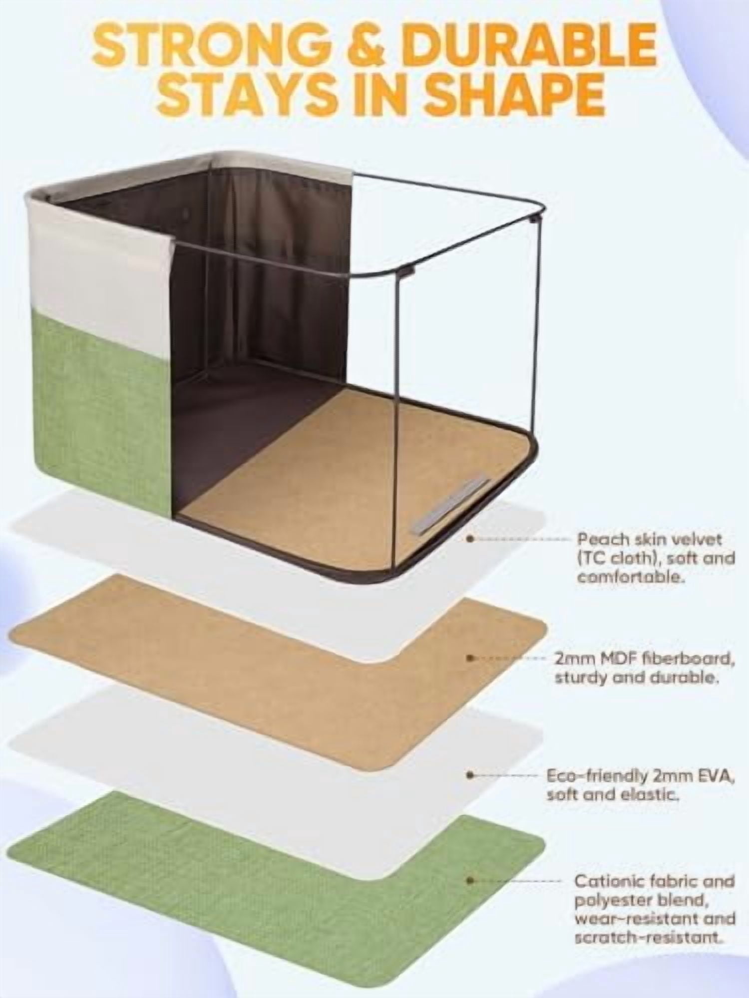 2 Pack Fabric Storage Bins for Shelves, Linen Storage Baskets for Organizing, Decorative Closet Bins for Clothes, Home (Green, 12"x8"x8")