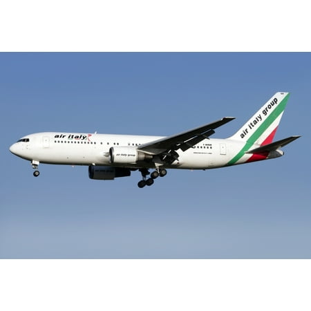 767 Air - A Boeing 767 of Air Italy in flight over Italy Stretched Canvas - Luca NicolottiStocktrek Images (18 x 12)