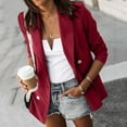 thumbnail image 4 of Ladies Workoffice Blazer Solid Color Fitted Suit Mid Length Leisure Outwear Lapel Notched Elegant Cardigan Button Down Fashion Jacket Single Breasted Blouse, 4 of 6