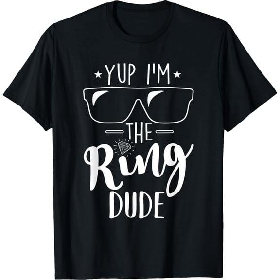 Yup I'm The Ring Dude Funny Ring Bearer Wedding Gift T-ShirtMen and women, Black T-shirt, size: Extra large