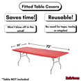 thumbnail image 5 of Kwik-Covers 6’ Rectangular Plastic Table Covers 30" x 72" - Bundle of 5, Red, 5 of 5