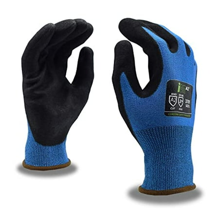 

10-Pack of Cordova 3701S Ion A2 Work Gloves Sapphire 13-Gauge HPPE Shell Sandy Nitrile Palm Coating ANSI Cut Level A2 Small