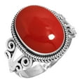 thumbnail image 1 of 925 Sterling Silver Ring For Women - Girls Red Stone Gemstone Silver Ring Size 7.5 October Birthstone Fashion Silver Ring Size 7.5 Thanksgiving Gift For Mother Gemstone 925 Silver Jewelry, 1 of 5