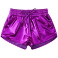 thumbnail image 3 of TiaoBug Kids Girls Sparkle Metallic Dance Shorts Gymnastics Athletic Tumbling Shorts Bottoms Activewear Purple 7-8, 3 of 7
