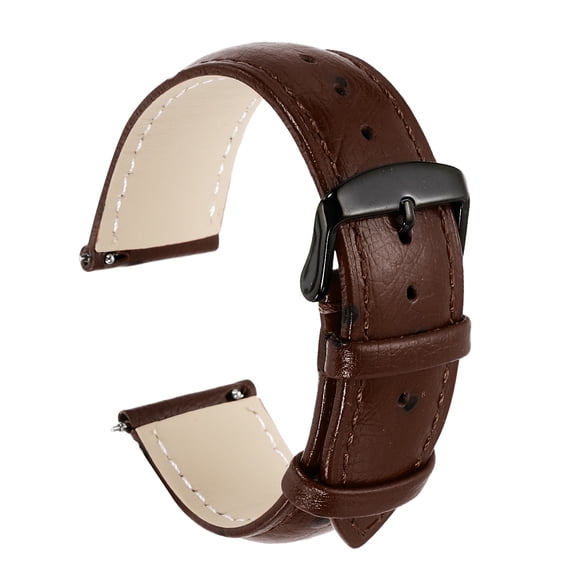 Uxcell Watch Band 22mm Width Vintage Top Grain Leather Quick Release Watch Strap Wristband Replacement Bands with Buckle Pin for Men Women Gifts, Black-Coffee