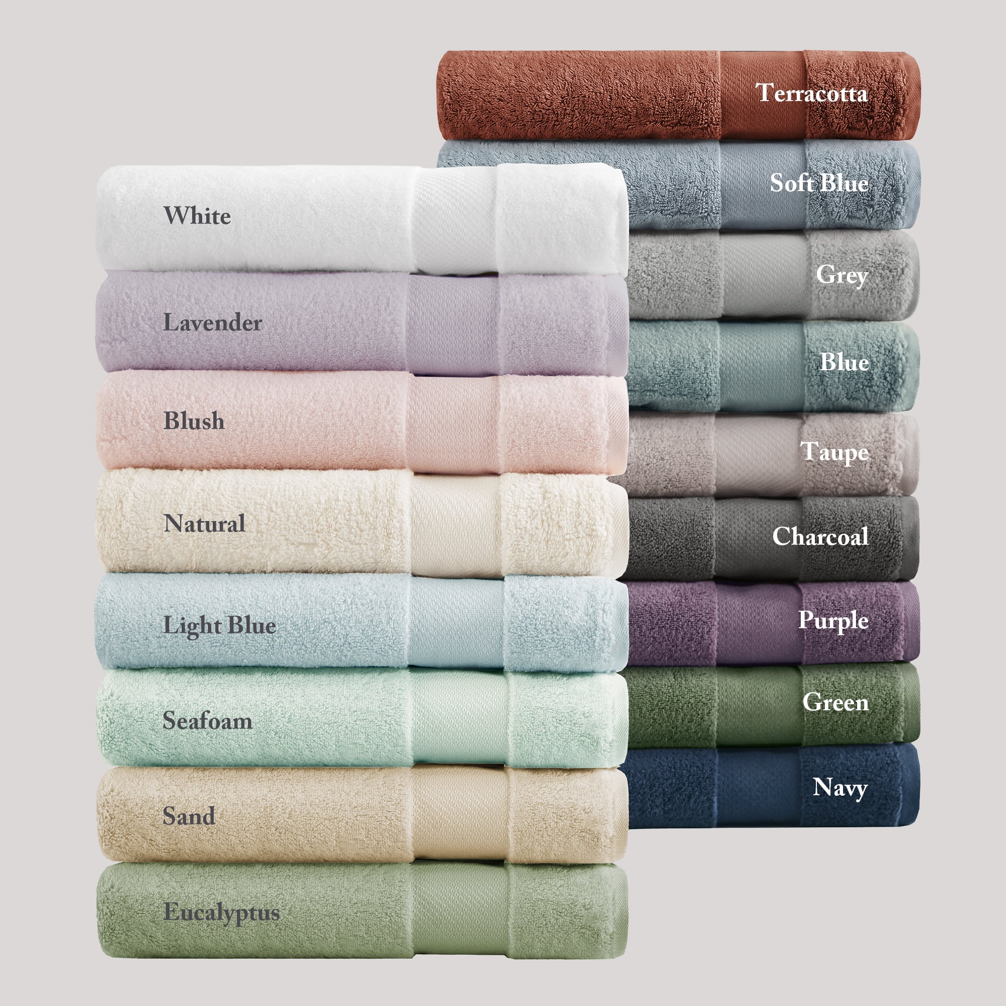 6-Piece Cotton Bath Towel Set,Soft Blue