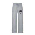 thumbnail image 4 of QATAINLAV Cotton Linen Wide Leg Pants for Men Casual Drawstring Waist Beach Pants Fashion Palm Trees Print Trousers Fall Baggy Lounge Pant with Pockets Ropa de Verano Para Mujer Gray L, 4 of 5