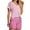 Pink, variant on Summer Plus Size Two Piece Outfits for Women Fashion V Neck Shorts Sleeve Two-piece Comfortable Home Pajamas Set Sports Set