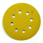 Benchmark Abrasives 5" Premium Aluminum Oxide Stearated Gold 8 Holes Hook and Loop Discs for Sanding of Metals Non-Ferrous Metals Wood Plastic Fiberglass (Pack of 50) - 60 Grit