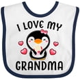 thumbnail image 3 of Inktastic I Love My Grandma with Cute Penguin and Hearts Girls Baby Bib, 3 of 4