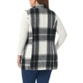 thumbnail image 3 of Agnes Orinda Women's Plus Size Jacket Plaid Curvy Notched Button Down Lapel Sleeveless Casual Long Vest Outerwear with Pocket 2X Black, 3 of 5