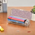 thumbnail image 7 of Plastic Pencil Box Large Capacity Pencil Boxes Clear Boxes with Snap-Tight Lid Stylish Office Supplies Storage Organizer Box Pink Glitter Cheetah Print, 7 of 7