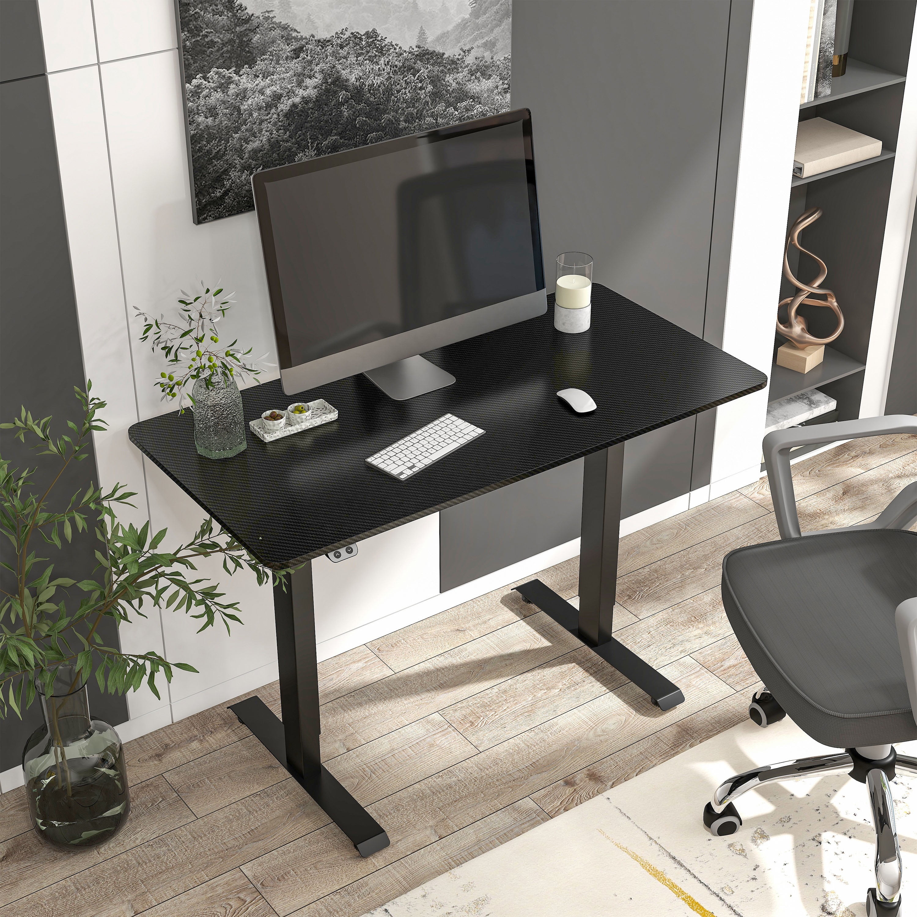 Furniture of America Trevo Metal Adjustable Office Desk, Black