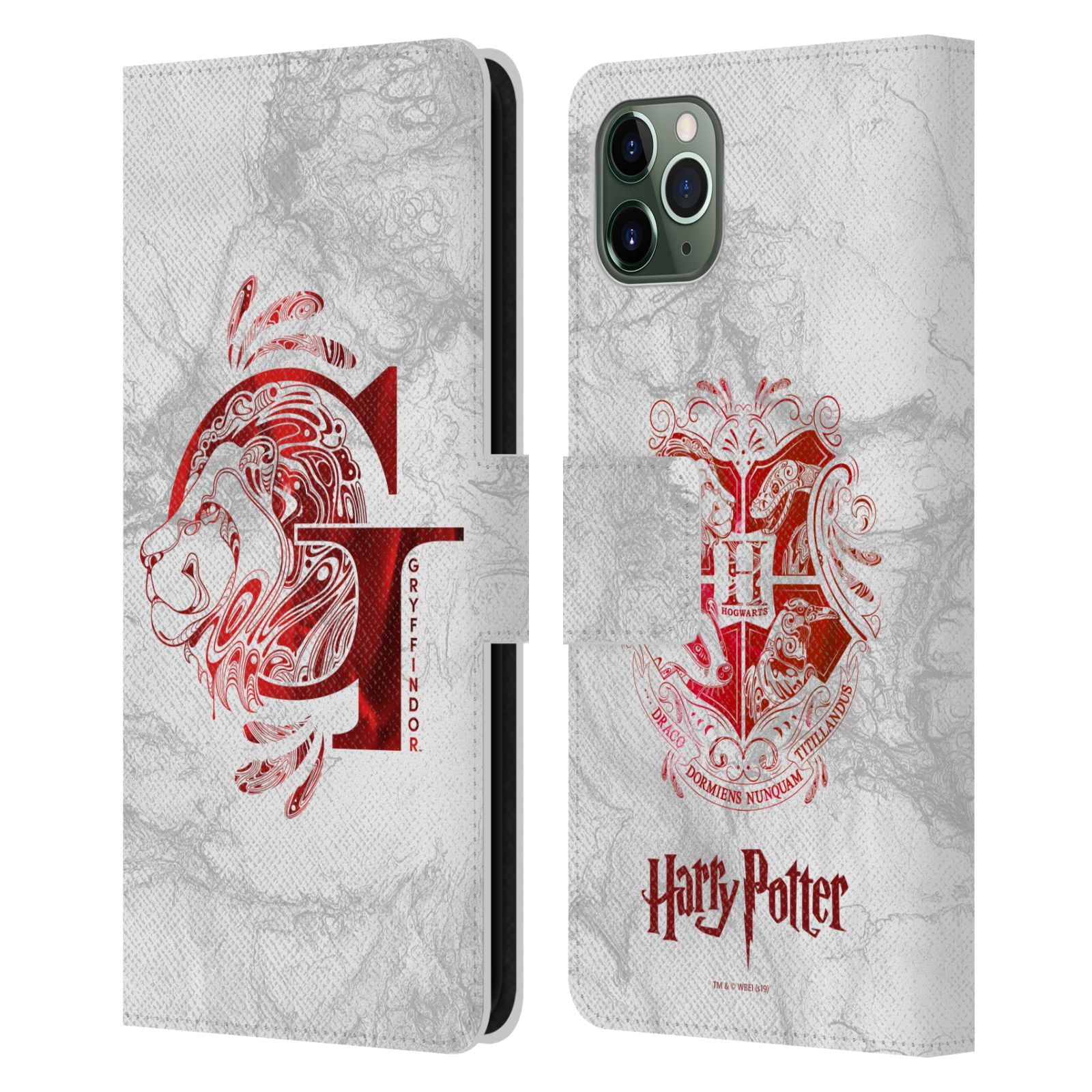 Official Harry Potter Gryffindor Aguamenti Deathly Hallows IX Leather Book Wallet Case Cover Compatible For Apple iPhone 11
