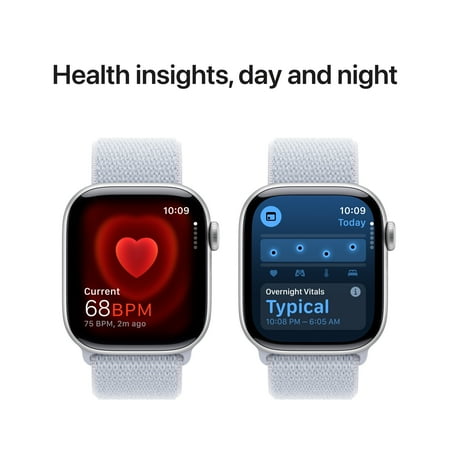 Apple Watch Series 10 (GPS) 42mm Aluminum Case with Blue Cloud Sport Loop - Silver - (2024)