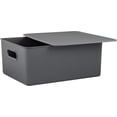thumbnail image 4 of Superio 15L Medium Grey Ribbed Storage Bin with Lid, Plastic Storage Bin, 4 of 7