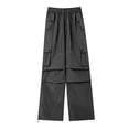 thumbnail image 4 of Women's Casual Pants Loose Straight Leg Comfortable Everyday Wear Drawstring Pocket Trousers for All Seasons with Pure Color Design Womens Casual Pants plus Size Womens Fall Clothes Business, 4 of 4