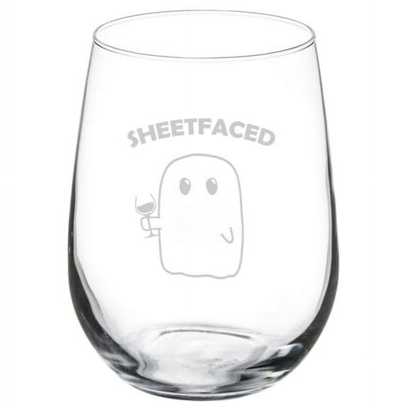 Wine Glass Goblet Gift Sheetfaced Funny Ghost Halloween (17 oz Stemless)