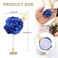 thumbnail image 2 of 12 piezas de Ramo de Rosa Azul Oscuro Boutonnieres Botones de Flores con Hoja para Bodas (4.7 x 2 Pulgadas), 2 of 6