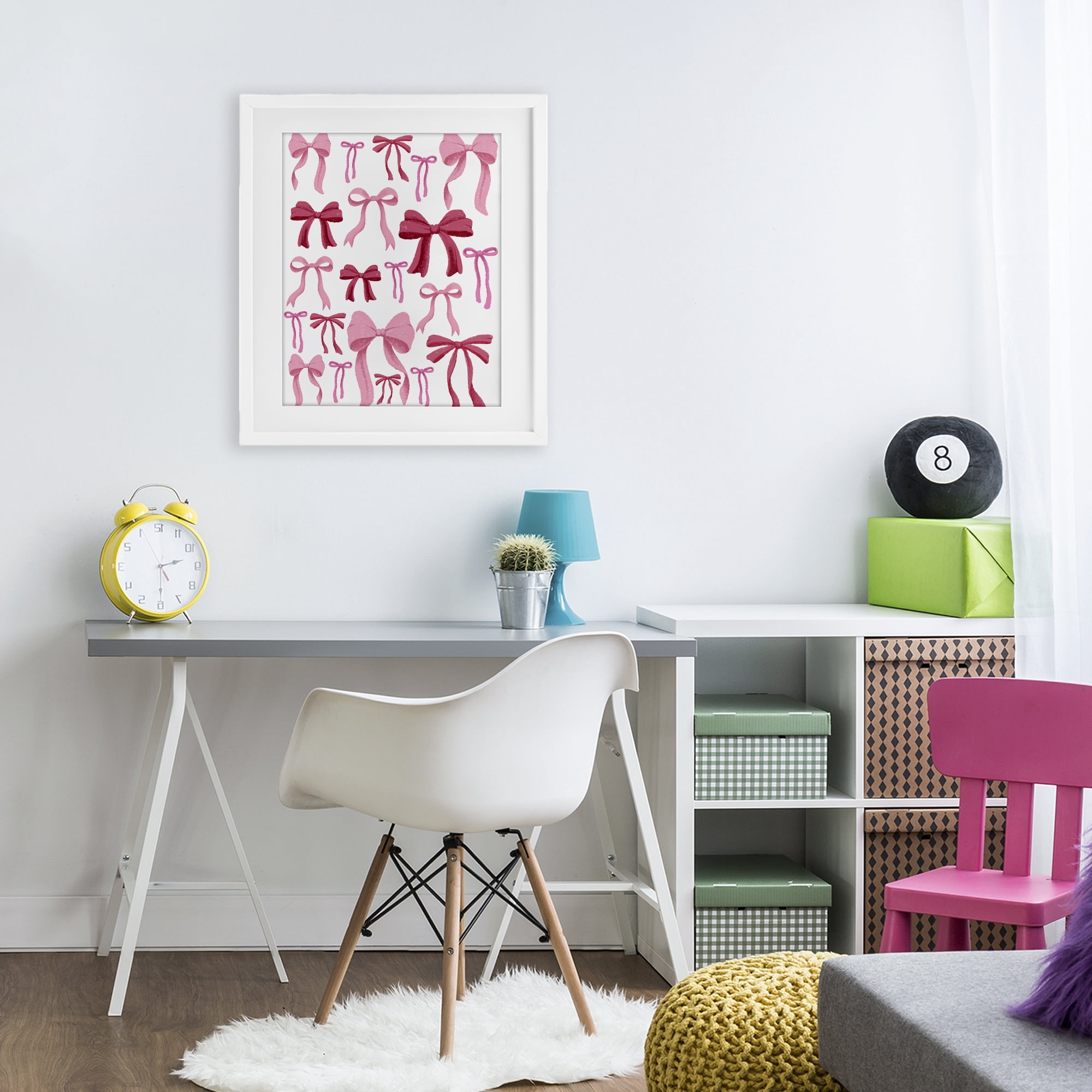 Stupell Industries Bows All Over Pink & Red White Framed Print Under Glass, design by Marcus Prime