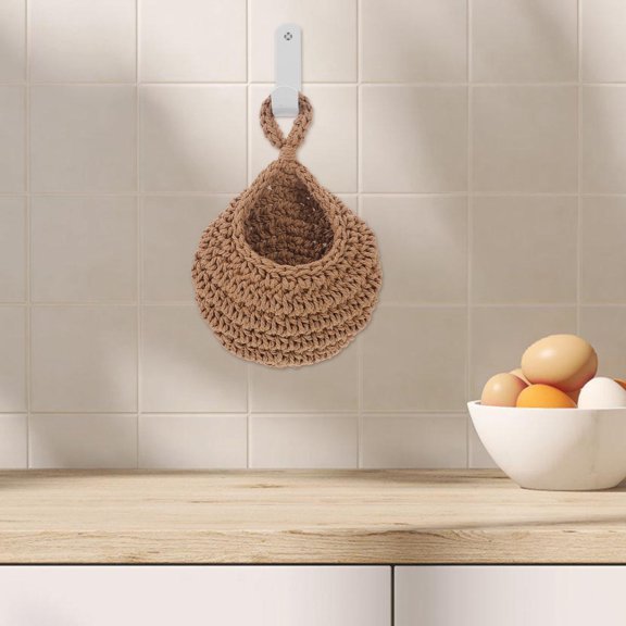 LIFKOME Kitchen Wall Hanging Basket, Handwoven, Assorted Color, Cotton Rope, Iron, ABS, Space-Saving Storage