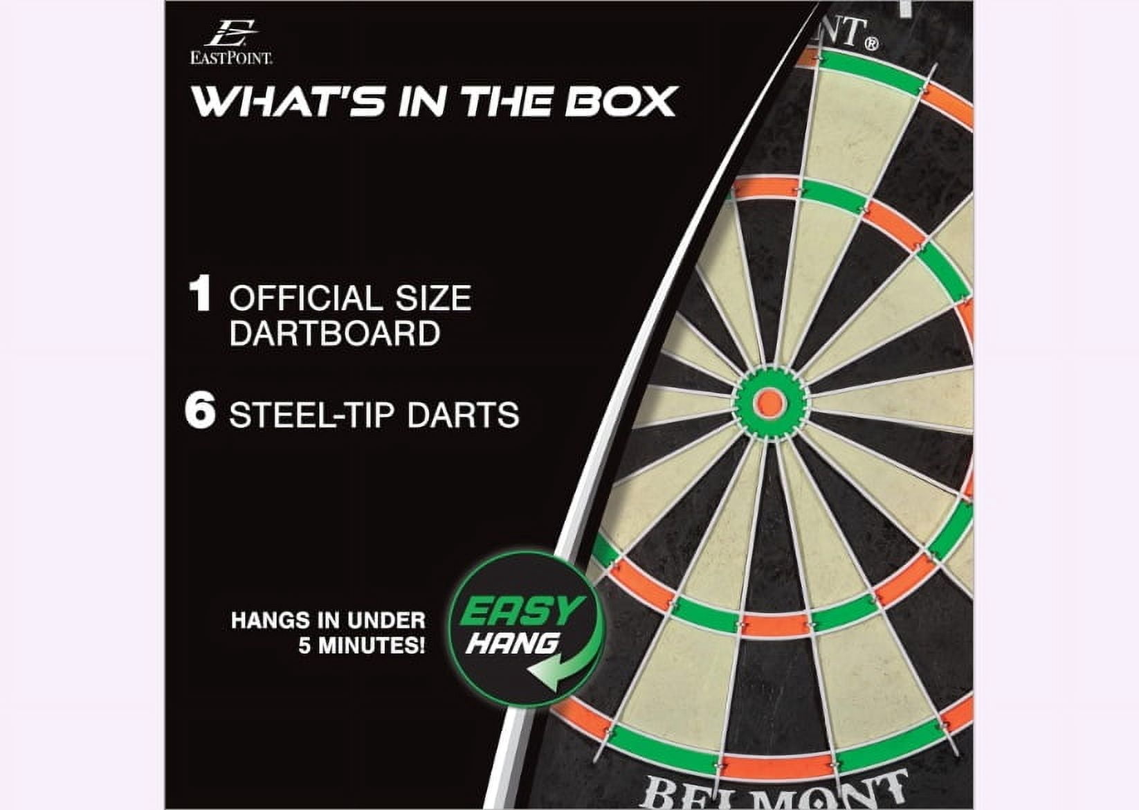 EastPoint Sports EastPoint Blacklight Dartboard - Official Size Bristle Dartboard with Glowing Segments and Dart Flights
