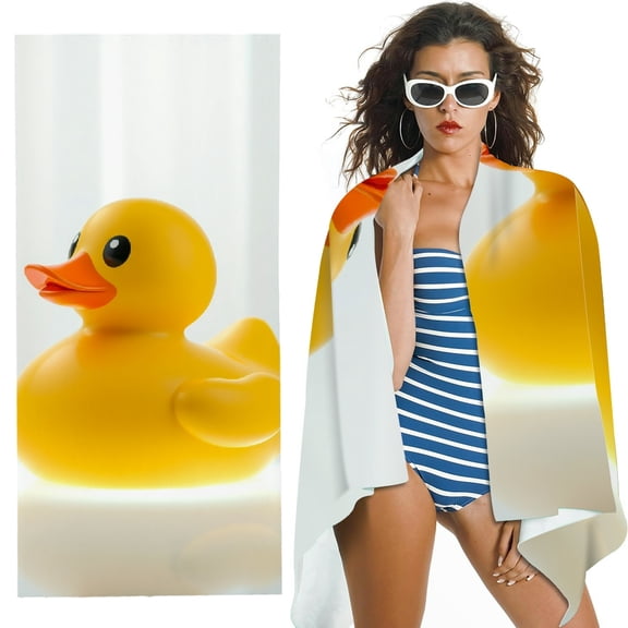 RKSupls Rubber Duck Microfiber Beach Towel, Extra Large Quick Dry Lightweight Absorbent Towel for Travel Swimming Camping, Soft Super Absorbent- 30x60 in