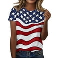 thumbnail image 1 of Camisetas Casuales de las Mujeres Estampadas Cuello Tripulado Manga Corta Superior, Ligera Mezcla de Poliéster Blusa de Moda, 1 of 4
