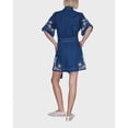 thumbnail image 3 of Women Embroidered Denim Shirt Dress Belted Button Down Short Sleeve Casual Summer Mini Dress, 3 of 4