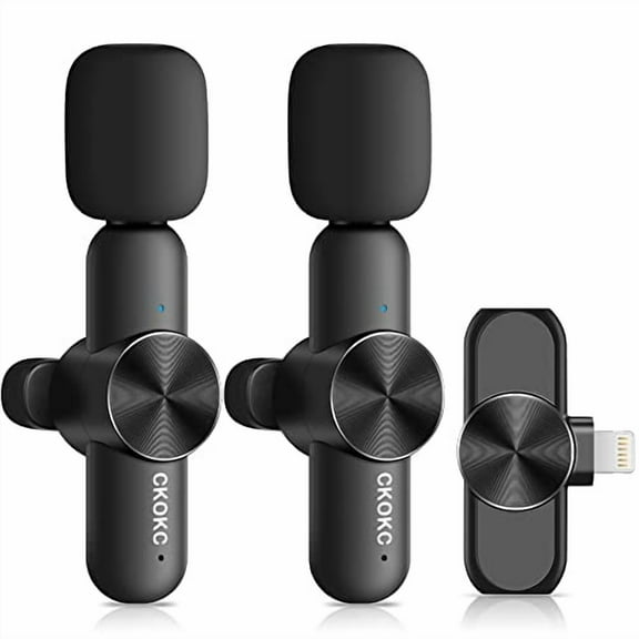 Open Box CKOKC Dual Wireless Microphone for iPhone iPad Professional Wireless Lavalier