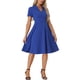 thumbnail image 2 of INSPIRE CHIC Vestidos Vintage para Mujeres 2024 Vestido de Cuello Plano de Manga Corta Ajustado y Acampanado XS Azul Real, 2 of 6