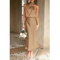 thumbnail image 4 of PRETTYGARDEN Women's Satin Dress Elegant Sleeveless Mock Neck Cocktail Party Maxi Dresses, 4 of 6