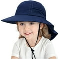 thumbnail image 4 of Sombrero para el sol de verano para niños y niñas, con protección UPF 50+, ala ancha, cuello y solapa, ideal para jugar en la playa, de 3 a 24 meses, 4 of 7