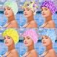 thumbnail image 2 of 3D Flower Water Sports Hat Breathable Swimming Bath Cap Soft Long Hair Swimming Hat Ear Protection Comfortable Pool Accesories, 2 of 6