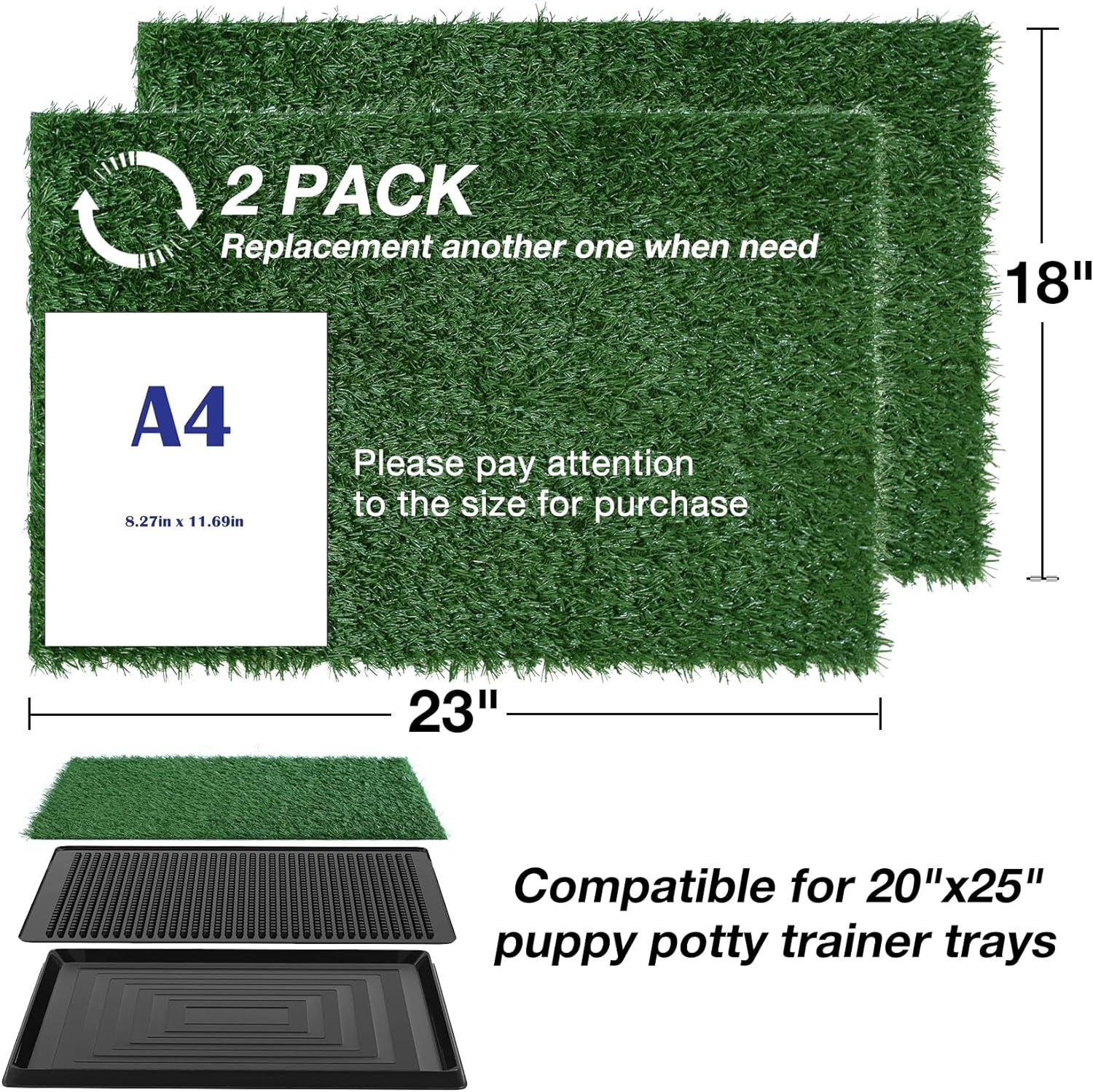 Sanmadrola Artificial Dog Grass Pad, 18x22 Inches, 2 Pack photo 2