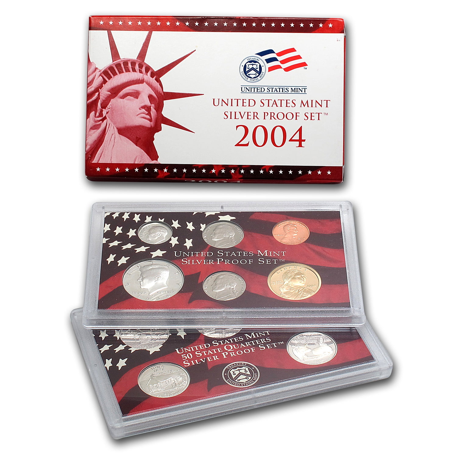Complete and Original in BLUE  mint paper box Proof Set 2004-s U.S 