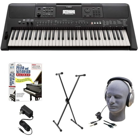 Yamaha PSR-E463 EPS Educational Keyboard Pack with Power Supply, X-Style Stand, Headphones, USB Cable, and Instructional