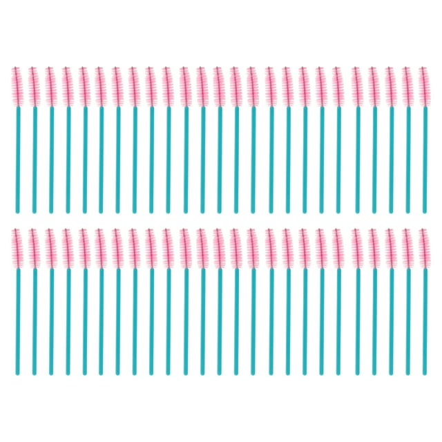 Unique Bargains 50 Pcs Convenientes Brochas para Cejas para Viajes de Negocios Azul Rosa Nailon Plástico