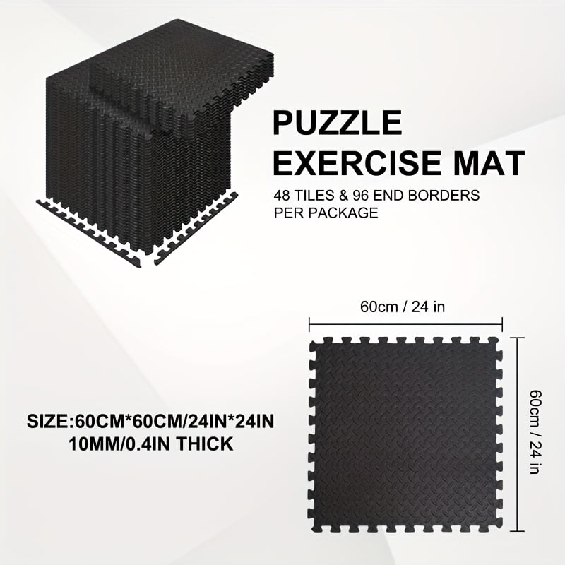 EVA Foam Floor Tiles, 24"x24" Interlocking Exercise Mat, 0.4" Thick, Non-Slip Waterproof Gym Mat for Home Workout, Yoga, Pilates & Equipment Flooring